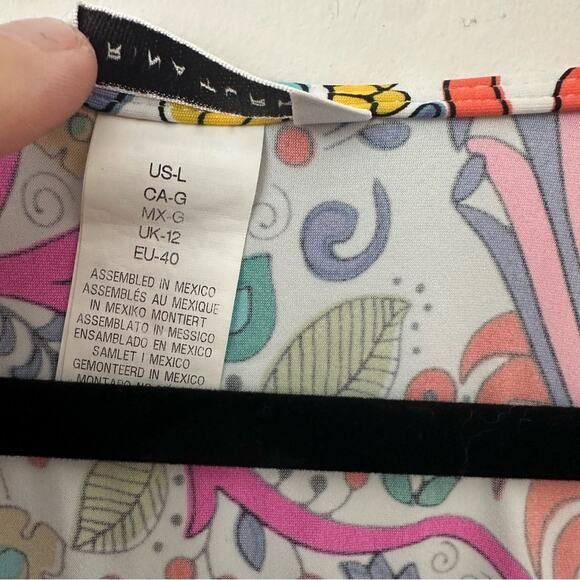 Trina Turk Pink/Purple Flutter Sleeve Tunic Swim Coverup Large - Picture 3 of 4